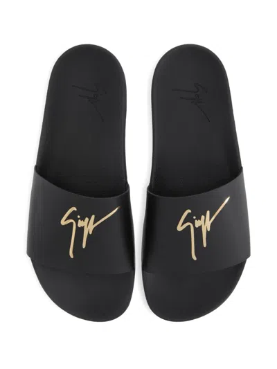 Giuseppe Zanotti Brett Logo-embellished Leather Slides