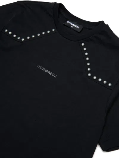Dsquared2 T-shirt In Jersey Con Borchie In Black