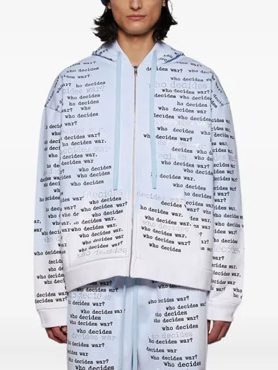 Who Decides War Scripture Zip-up Hoodie In Blue