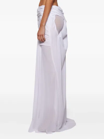 Di Petsa Long Wetlook Gradient Skirt White In White