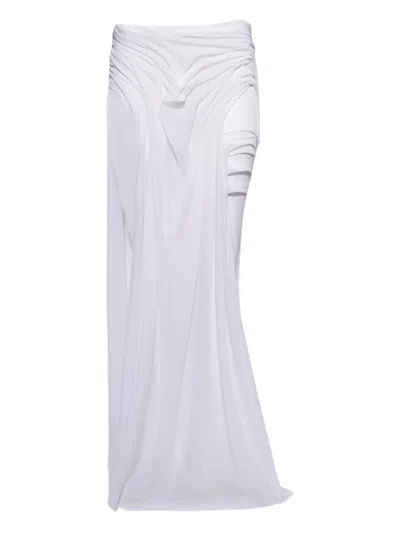 Di Petsa Long Wetlook Gradient Skirt White In White