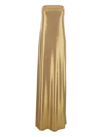 Norma Kamali Metallic Side-slit Gown