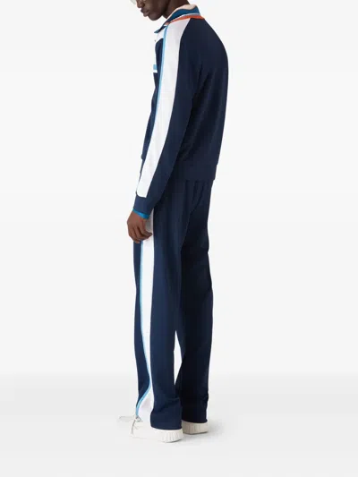 Casablanca Mens Navy / White Striped Embroidered-logo Woven Jogging Bottoms Xl In Blue
