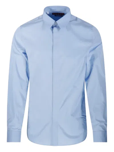 Gucci Cotton Shirt In Blue