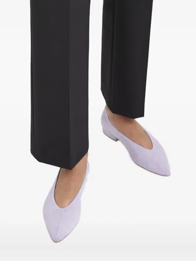 Flattered Pointed-toe Suede Flat Pumps In Purple