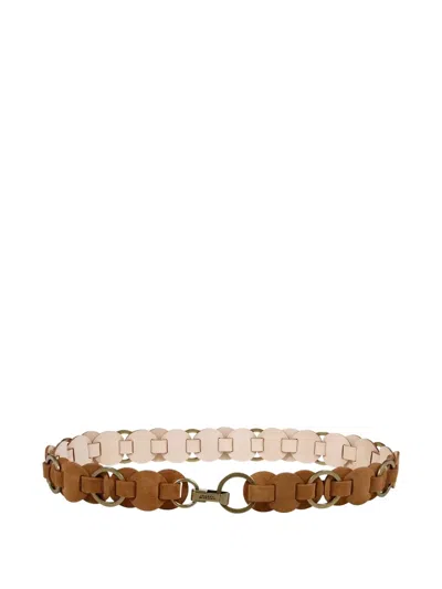 Isabel Marant Lota Leather Circle-link Belt In Brown