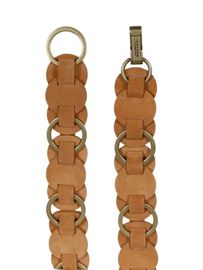 Isabel Marant Lota Leather Circle-link Belt In Brown