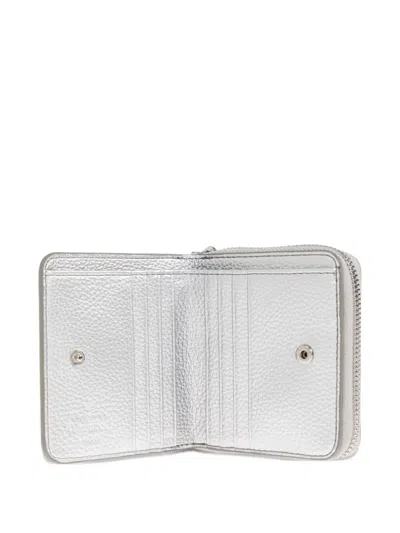 Vivienne Westwood Zip Medium Wallet Faux Leather Silver One Size Unisex In Gray
