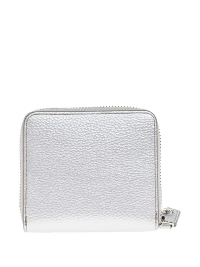 Vivienne Westwood Zip Medium Wallet Faux Leather Silver One Size Unisex In Gray