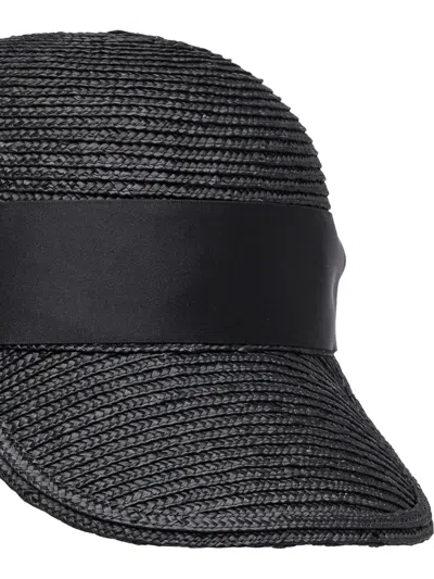 Sacai Straw Baseball Cap In Black