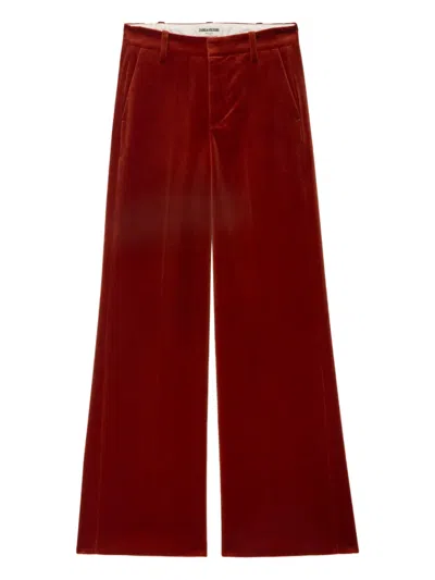 Zadig & Voltaire Wide-leg Velvet Trousers In Red