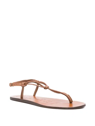 Manebi Canyon Knotted Leather Thong Sandals In Brown