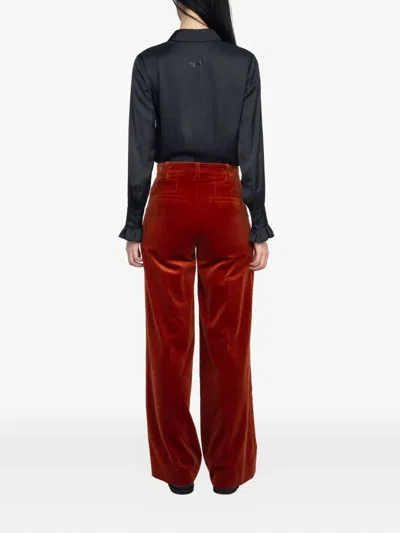 Zadig & Voltaire Wide-leg Velvet Trousers In Red