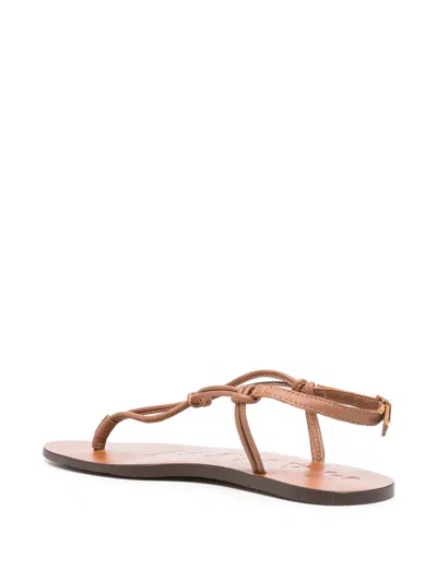 Manebi Canyon Knotted Leather Thong Sandals In Brown
