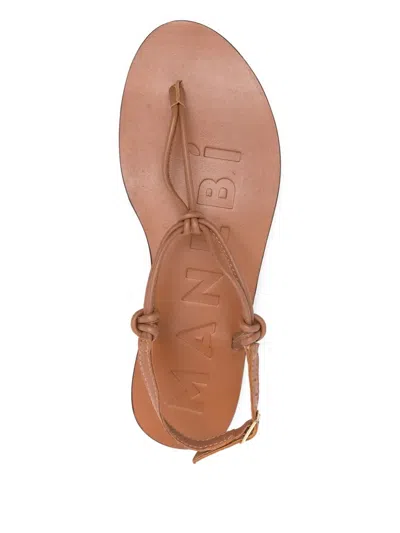Manebi Canyon Knotted Leather Thong Sandals In Brown