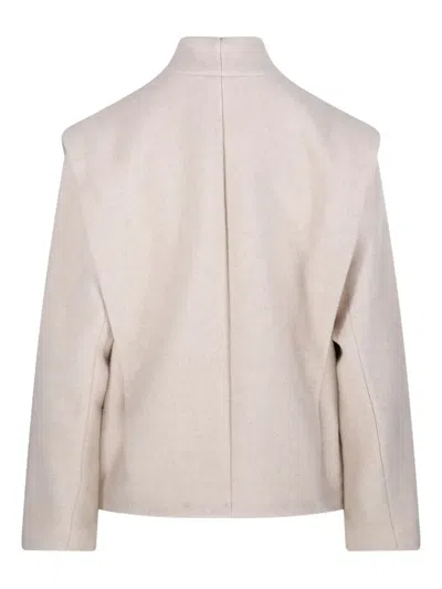 Isabel Marant Étoile Asymmetric High Collar Long Sleeve Coat In Pink