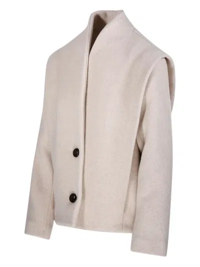 Isabel Marant Étoile Asymmetric High Collar Long Sleeve Coat In Pink