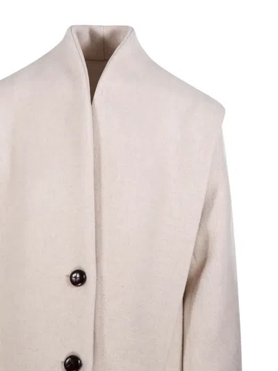 Isabel Marant Étoile Asymmetric High Collar Long Sleeve Coat In Pink
