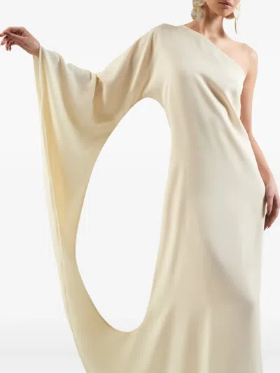 Taller Marmo Balear One-shoulder Draped Maxi Dress In White