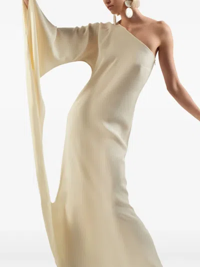 Taller Marmo Balear One-shoulder Draped Maxi Dress In White