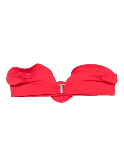 Magda Butrym Rose-embellished Bandeau Bikini Top In Red