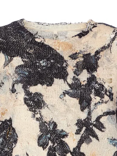 R13 Floral-print Distressed Sweatshirt In Multi