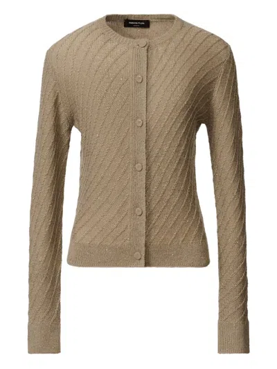 Fabiana Filippi Wool And Silk Cardigan With Sequins In Brown