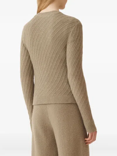 Fabiana Filippi Wool And Silk Cardigan With Sequins In Brown