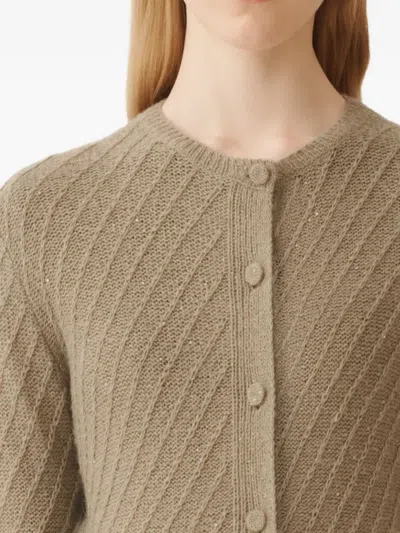 Fabiana Filippi Wool And Silk Cardigan With Sequins In Brown