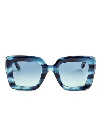 Lapima Teresa Striped Square Sunglasses In Blue