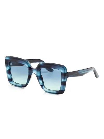 Lapima Teresa Striped Square Sunglasses In Blue
