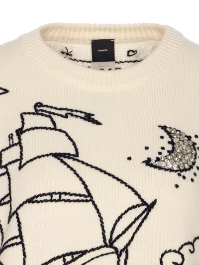 Pinko Patterned Crew-neck Sweater In Neutral