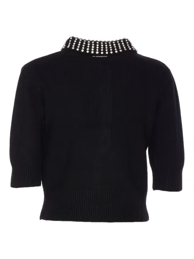 Pinko Black Wool-blend Sweater In Black