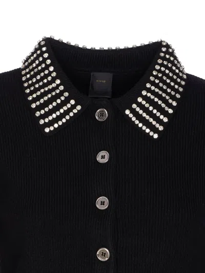 Pinko Black Wool-blend Sweater In Black