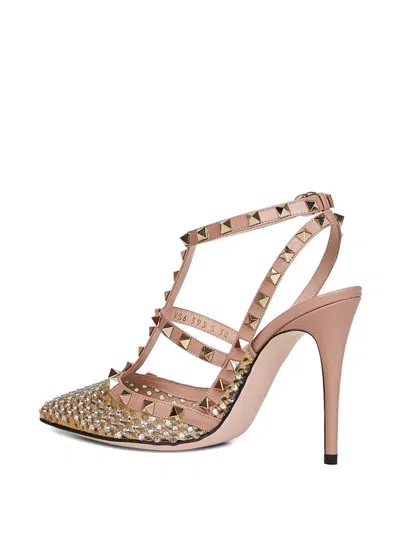 Valentino Garavani Rockstud Mesh Pump With Crystals And Straps 100mm Woman Rose Cannelle 40 In Multi