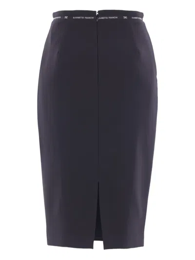 Elisabetta Franchi Logo-ribbon Midi Skirt In Blue