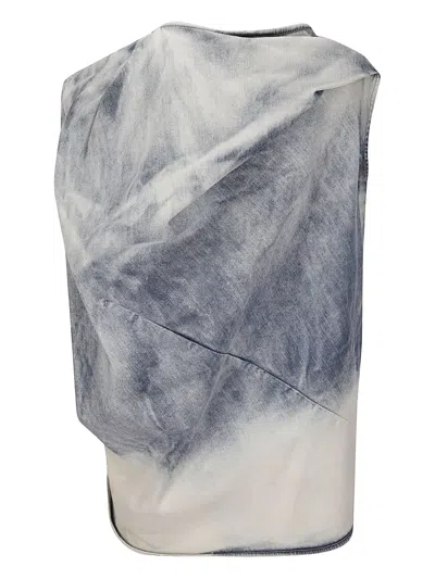Rick Owens Draped Denim Top In Blue