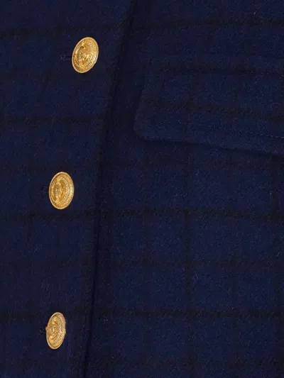 Chloé Boxy Collarless Jacket In Wool Check