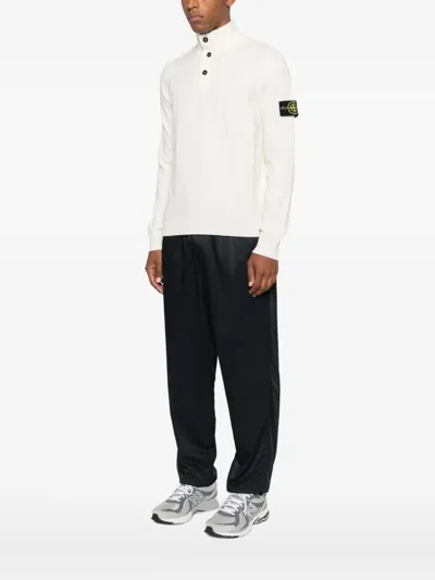 Stone Island High-neck Sweater With Button Closure In Neutral