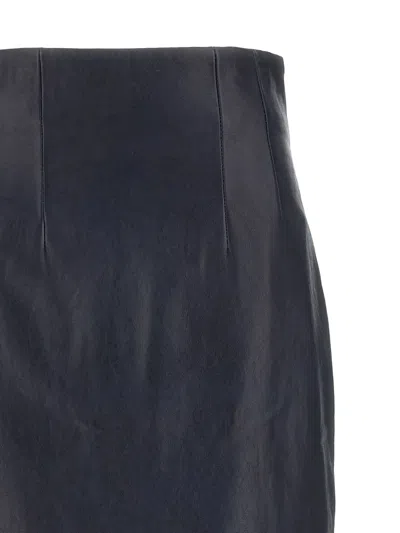 Khaite Leather Pencil Skirt In Black