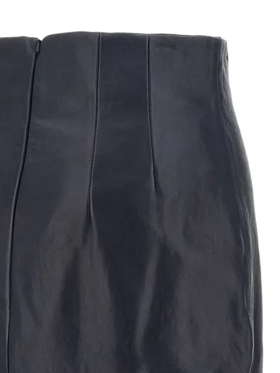 Khaite Leather Pencil Skirt In Black