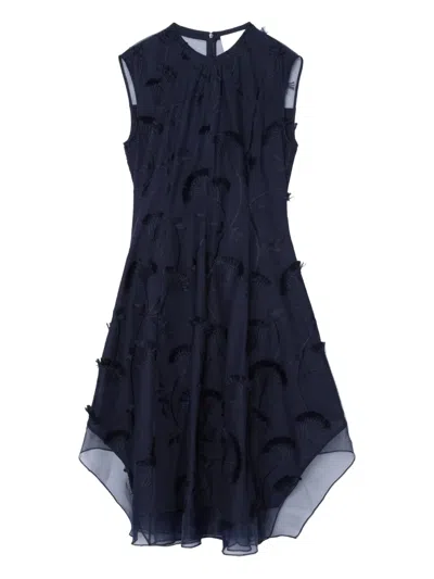3.1 Phillip Lim Floral-embroidered Sleeveless Midi Dress In Blue