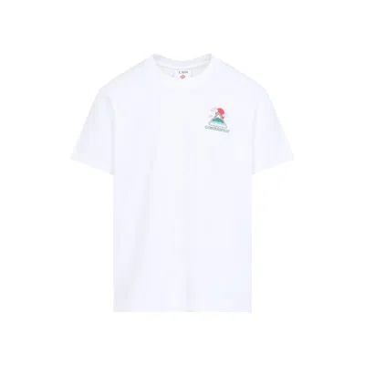 Casablanca White T-shirt With Crewneck And Logo On The Front And Maxi Logo On The Back In Cotton Man