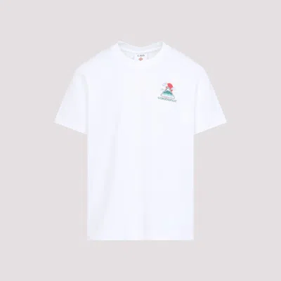 Casablanca White T-shirt With Crewneck And Logo On The Front And Maxi Logo On The Back In Cotton Man