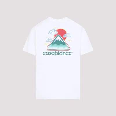 Casablanca White T-shirt With Crewneck And Logo On The Front And Maxi Logo On The Back In Cotton Man