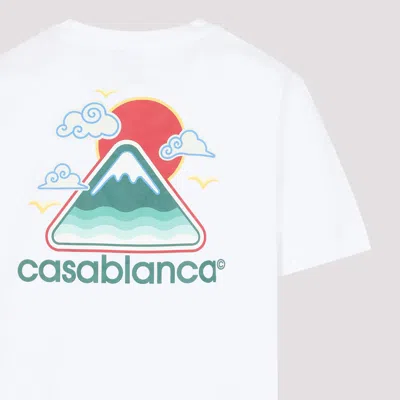 Casablanca White T-shirt With Crewneck And Logo On The Front And Maxi Logo On The Back In Cotton Man