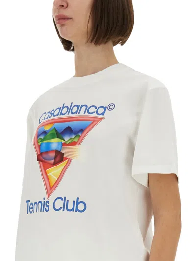 Casablanca Crew Neck Graphic Print Short Sleeves Top