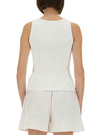 Casablanca Women Ribbed Tank Top With Logo Plaque In White