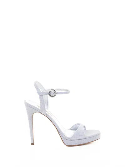 Casadei Silver Glitter Strap Sandals