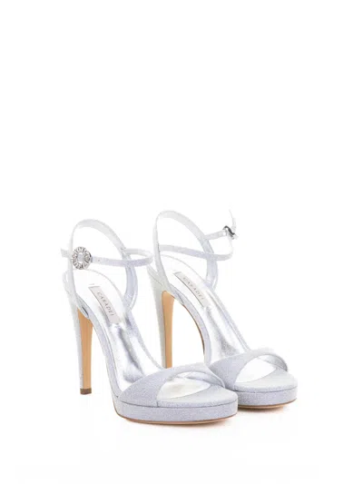 Casadei Silver Glitter Strap Sandals